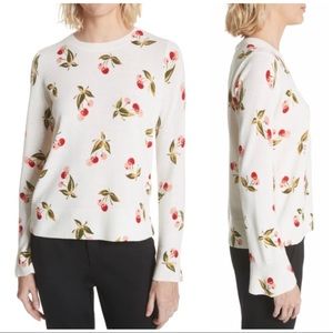 Joie Cherry Print Cashmere Sweater Medium